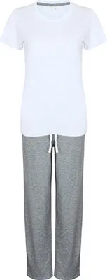 Image de Towel City TC053 | Pyjama long dans un sac - Single-Jersey - Farbe : White/Heather Grey - Größe : S