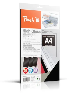 Immagine prodotto di Peach Einbanddeckel hochglänzend schwarz A4 25Stk. 250gsm retail