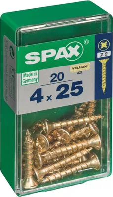 Image de Lot de 20 vis acier tête fraisée pozidriv SPAX, Diam.4 mm x L.25 mm