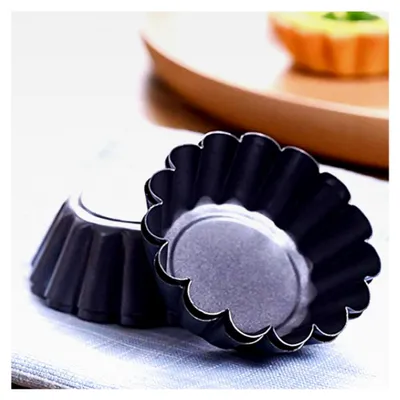 Produktbild von 12 Stück Torteletts Törtchenformen Tartelette Förmchen 6,5 cm Mini Tarteform Kohlenstoffstahl Eierkuchenform (schwarz)