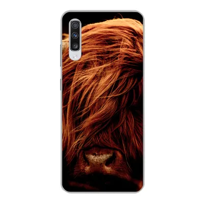 Produktbild von MuchoWow® Handyhülle Schutzhülle Hülle für Samsung Galaxy A70 Schottischer Highlander - Kuh - Hörner - Porträt - Tiere Silikon Softcase Handy Hülle - Schutzhaube