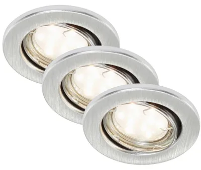 Obrázek produktu pro sada 3 vestavných LED svítidel, Ø 8,6 cm, 3 W, hliník, Briloner Leuchten
