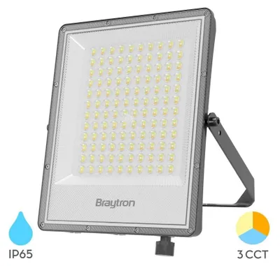 Produktbild von Braytron LED Flutlicht 100W 11000 lm 3CCT 3000K-6500K IP65 Außenstrahler Schwarz