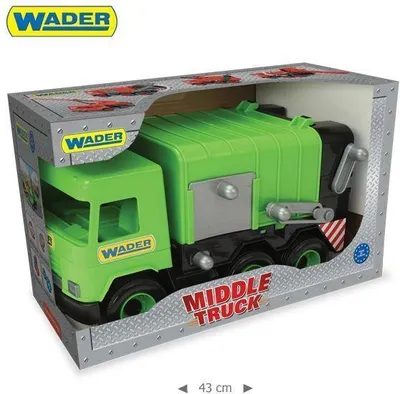 Image de Camion poubelle vert Camion moyen dans un carton