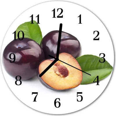 Produktbild von Glasuhr Wanduhr Küchenuhr Echt-Glas 30fi cm Pflaumen violett