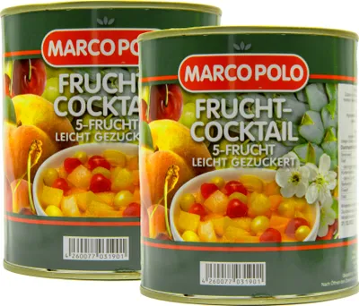 Produktbild von Food-United 5-Frucht-Cocktail leicht gezuckert 2 Dosen Füllmenge 820g ATG 500g