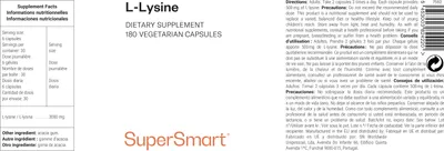 Obrázek produktu pro SuperSmart L-Lysin - doplněk stravy - 180 vegikapslí