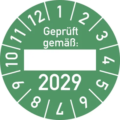 Produktbild von Dreifke® Prüfplakette  gemäß: 2029, Folie, Ø 30 mm, 10 Stück/Bogen