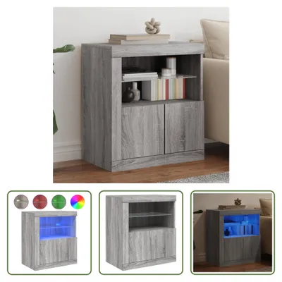 Produktbild von The Living Store Sideboard mit LED-Leuchten Grau Sonoma 60,5x37x67 cm