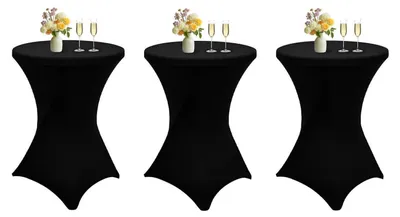 Productafbeelding van Tafelhoezen, set van 3, 80x110 cm, zwart, stretchstof (Elasthan)