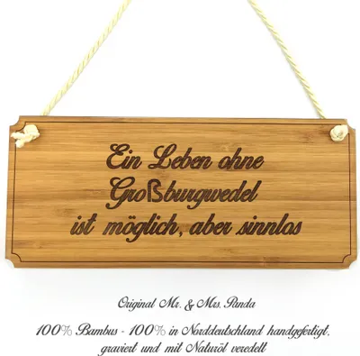 Produktbild von Mr. & Mrs. Panda Praxisschild Großburgwedel - Geschenk, Landhaus, Schild, Shabby, Firmenschild, Wegweiser, Holz Türschild, Geschenkidee, Werbeschild, Graviert