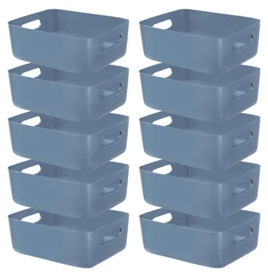 Produktbild von Aufbewahrungskörbe 10 Stück - Kunststoff - Blau - 25 x 16 x 9,5 cm - Organizer