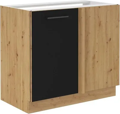 Image de Armoire d’angle prolongée MALILA – largeur 105 cm, noir / chêne artisan