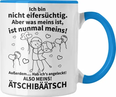 Produktbild von Trendation - Valentinstag Geschenk Freund Freundin Tasse Spruch Lustig Ich hab's Angeleckt Geschenkidee Frau Mann Spruch (Blau)