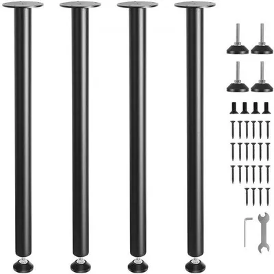 Zdjęcie produktu dla Nogi stołowe - Zestaw 4 sztuk - Wysokość 762 mm - Płyta montażowa 110 mm - Stal węglowa - Matowa czarna powłoka proszkowa - Nośność 544 kg - Idealne do stołów kuchennych, konsol do salonu, stołów studyjnych.