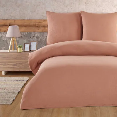 Produktbild von Bettwäsche Bettbezug 200x220 cm, Kopfkissenbezug 80x80 cm 3 teilig Deckenbezug Set aus 100% Baumwolle Musselin mit Reissverschluss - Buymax®