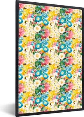 Produktbild von MuchoWow® MuchoWow® Gerahmtes Poster Blumen - Frühling - Collage 40x60 cm - Poster mit zchwarzem Bilderrahmen - Papierdruck - Wandbilder