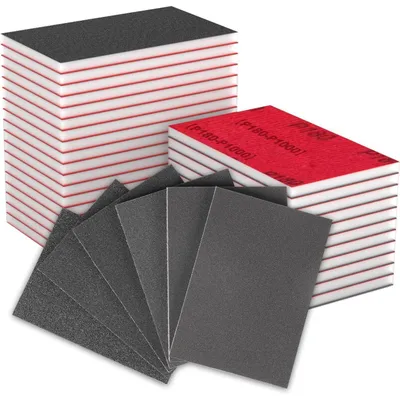 Immagine prodotto di Set di spugne abrasive, 24 pezzi, grana da 180 a 1000, per levigatura a umido e a secco, dimensioni 100x70 mm