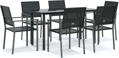 Immagine prodotto di set da pranzo da giardino 7 pezzi in polirattan e acciaio