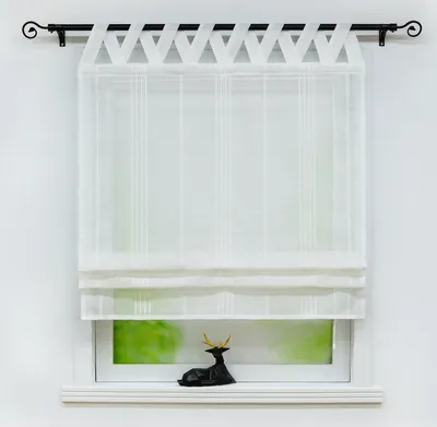Produktbild von Delien Raffrollo mit Schlaufen Raffgardinen Schlaufenrollo Leinenoptik geräuschlose Gleiten Halbtransparent Weiß BxH 80x140 cm
