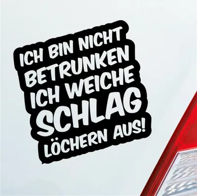 Produktbild von Auto Aufkleber Bin Nicht betrunken weiche Schlaglöchern aus 10x10 cm Schwarz Matt Sticker Heckscheibenaufkleber