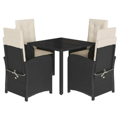 Produktbild von vidaXL 5-tlg. Garten-Essgruppe mit Kissen Schwarz Poly Rattan