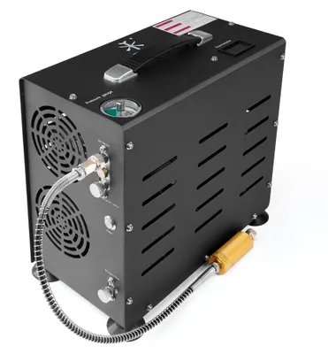 Image de Compresseur d'air PCP - Compresseur haute pression 300 bar (4500 psi) - 800W, double cylindre - Arrêt automatique - 220V - Pour carabines à air PCP et bouteilles de plongée