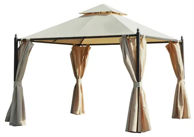 Immagine prodotto di Gazebo da Giardino Impermeabile con Pannelli Laterali Beige 3x3m