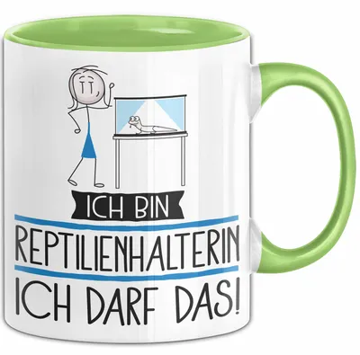 Produktbild von Geschenk für Reptilienhalterin Tasse Lustige Geschenkidee Geburtstag Ich Bin Reptilienhalterin Ich Darf Das (Grün)