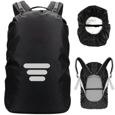 Produktbild von Regenschutz für Rucksäcke mit Reflexstreifen, wasserdicht, XL (56-70L), Schwarz