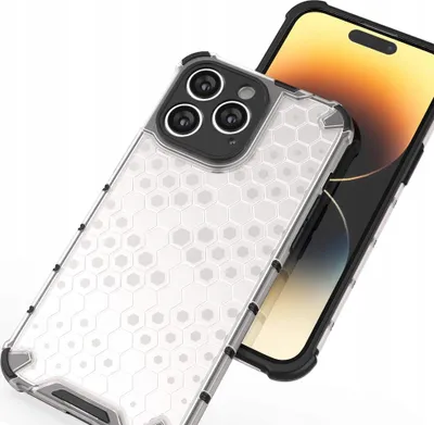 Immagine prodotto di Custodia ibrida blindata per Iphone 14 Pro a nido d'ape trasparente