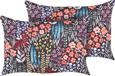 Obrázek produktu pro BELIANI Sada 2 venkovních polštářů barevný polyester 40 x 60 cm obdélníkový dekorativní polštář s květinovým vzorem Zahrada terasa