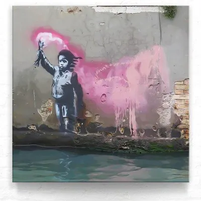 Produktbild von Famanu Wandbild Banksy Stil - Migrantenkind