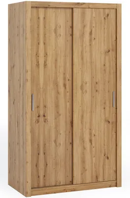 Produktbild von Schwebetürenschrank BONO 120cm Eiche artisan Schiebeschrank mit zwei Kleiderstangen