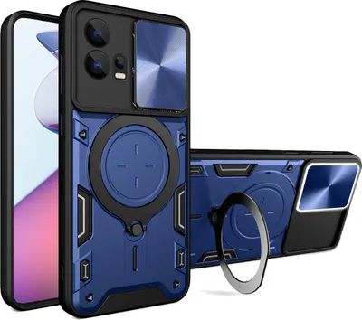 Produktbild von Handyhülle für Motorola Edge 30 Fusion /Moto S30 Pro Dual-Layer Stoßfest Rüstung Hülle mit Dia Kameraschutz und Kreisförmig Ring Ständer Blau