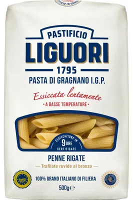 Zdjęcie produktu dla Liguori Penne Rigate nr 42, 500g – włoski makaron z semoliny z pszenicy durum