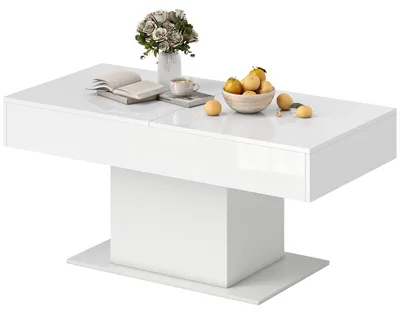 Produktbild von Ausziehbarer Couchtisch mit modernem Staufach, 108šC178,5 x 53 x 49 cm, Hochglanzwei?