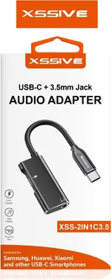 Obrázok produktu pre Xssive Adaptér Audio prevodník Type-C na minijack 3,5 mm + konektor Type-C Prevodník čierny