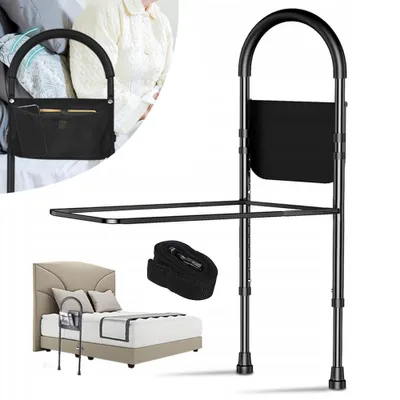 Produktbild von Bett Aufstehhilfe Bettgitter Höhenverstellbar mit Ablagetasche Rausfallschutz Senioren Bett Einstiegshilfe Haltegriff für Bett bis 150kg Belastbar