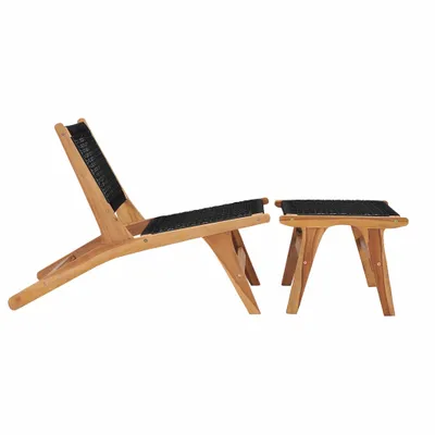 Produktbild von vidaXL Sonnenliege mit Fußablage Massivholz Teak und Seil