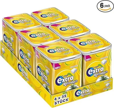 Produktbild von EXTRA REFRESHERS Dose Tropical 6x35 Stück (Schaukarton - 6 Dosen)