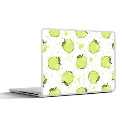 Produktbild von MuchoWow® Laptop Aufkleber Sticker Cover Aquarell - Apfel - Grün - Muster 36.5x27.5 cm - Laptop-Sticker