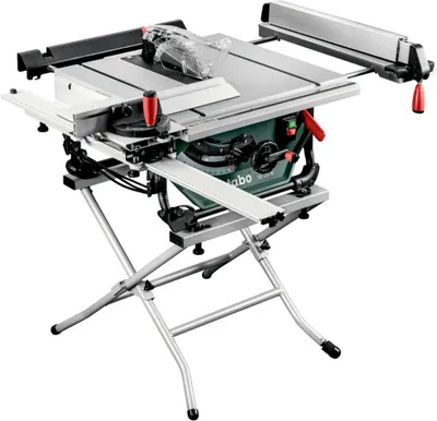 A table saw with a stand, shown from a slightly elevated front-left angle against a white background.