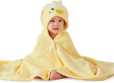 Imagen del producto de Toalla para bebé con capucha, absorbente, de 80 x 80 cm, ideal para bebés