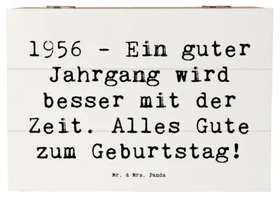 Produktbild von Mr. & Mrs. Panda Geschenkbox Spruch 1956 Geburtstag 22 x 15 cm - Weiß - Geschenk, Alter, Erinnerung, Freunde, fotobox, Truhe, Glückwunsch, Familie, Schatulle, Kiste