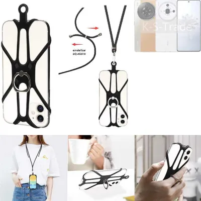 Produktbild von K-S-Trade 3in1 Handykette Handyband Handykordel Halsband Smartphone-Ring Handy-Ring kompatibel mit Nubia Z50S PRO Fingerhalterung Handyring