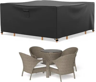 Produktbild von Abdeckung für Gartenmöbel - 220x220x90 cm - Wasserdicht - 600D Oxford-Gewebe - Abdeckhaube - UV-beständig - Loungeset - Schutzhülle - Abdeckplane - Gartenmöbelset - Gartenmöbel - Schwarz