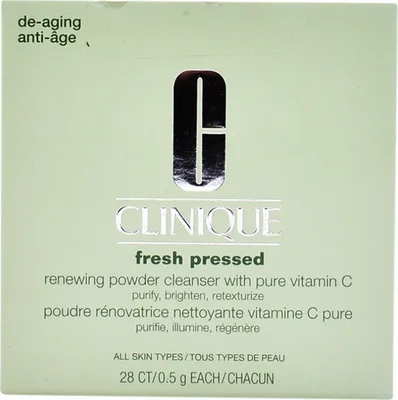 Productafbeelding van Clinique Fresh Pressed Renewing Powder Cleanser met pure vitamine C, reinigingsschuim, voor dames, universeel, reinigend, reinigend, verfrissend, refill zakje, maltodextrine, sodium lauryl sulfoacetaat, sodium cocoyl isethionaat, sodium methyl cocoyl taurate,...