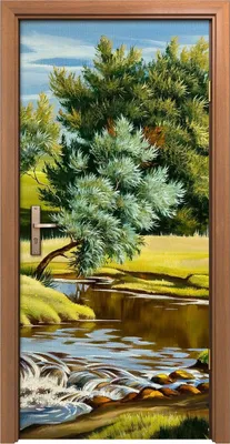 Produktbild von Türposter 90x200 cm Türaufkleber Türtapete Türfolie Klebefolie Sommer Landschaft mit dem Fluss