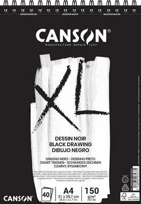 Zdjęcie produktu dla CANSON 400039086 Podkładka do szkicowania i nauki XL czarna DIN A4 czarna